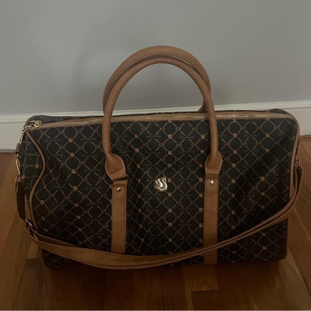 GV Monogram Weekender Bag – Brown & Black Travel Duffle